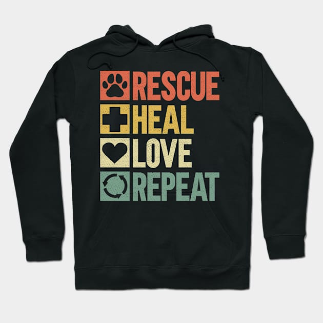 Rescue - Heal - Love - Repeat - Animal Rights Activist Animal Hoodie by Anassein.os